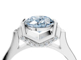 Platinum Fancy Blue Oval Cut Brilliant Solitaire Diamond Ring with Channel Set Band and Bar Prong Setting_10