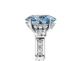 Platinum Fancy Blue Oval Cut Brilliant Three-Stone Pave Band with Four-Prong Setting_11