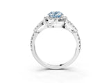 Platinum Fancy Blue Oval Cut Cut Diamond Halo Engagement Ring with Open Split Pavé Band_9