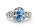 Platinum Fancy Blue Oval Cut Cut Halo Diamond Infinity Band with Four-Prong Setting_12