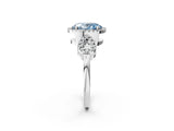 Platinum Fancy Blue Oval Cut Cut Halo Diamond Infinity Band with Four-Prong Setting_14