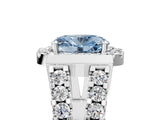 Platinum Fancy Blue Oval Cut Cut Halo Split Shank Prong Set Ring_17