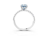 Platinum Fancy Blue Oval Cut Diamond Brilliant Solitaire Ring with Pavé Band and Four-Prong Setting_39