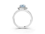 Platinum Fancy Blue Oval Cut Diamond Double Halo Ring with Split Shank and Four-Prong Setting_9