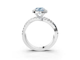 Platinum Fancy Blue Oval Cut Diamond Halo Ring with Round Split Shank and Prong Setting_15