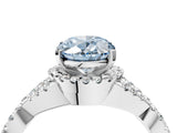 Platinum Fancy Blue Oval Cut Diamond  Halo Twist Band Solitaire Prong Setting Ring_16