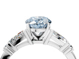 Platinum Fancy Blue Oval  Cut Diamond Ring with Baguette Side Stones, Channel Set Band, and Four-Prong Setting_28