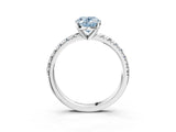Platinum Fancy Blue Oval Cut Diamond Solitaire Pavé Engagement Ring with Round Band and Prong Setting_5