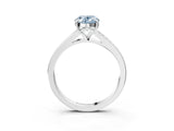Platinum Fancy Blue Oval Cut Diamond Solitaire Ring with Pavé Band and Prong Setting_15