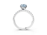 Platinum Fancy Blue Oval Cut Diamond Solitaire Ring with Round  Pavé Band and Four-Prong Setting_39