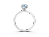 Platinum Fancy Blue Oval Cut Diamond Solitaire Ring with Thin Band and Prong Setting_3