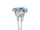 Platinum Fancy Blue Oval Cut Diamond Three-Stone Engagement Ring with Prong Setting and Pavé Band_17