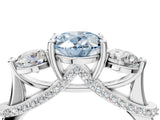 Platinum Fancy Blue Oval Cut Diamond Three-Stone Ring with Prong Setting and Pavé Band_16