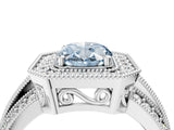 Platinum Fancy Blue Oval Cut Halo Diamond Engagement Ring with Pave Split Shank and Four-Prong Setting_10