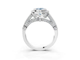 Platinum Fancy Blue Oval Cut Halo Diamond Split Shank Pave Ring_15