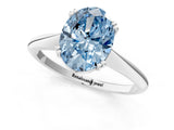 Platinum Fancy Blue Oval Cut Solitaire Diamond Ring with Six-Prong Setting and Classic Band_45