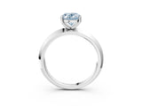 Platinum Fancy Blue Oval  Cut Solitaire Engagement Ring with Flat Band and Four-Prong Setting 4