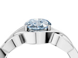 Platinum Fancy Blue Oval Cut Solitaire Intertwined Band Prong Setting Ring_10