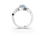 Platinum Fancy Blue Oval Cut Solitaire Intertwined Band Prong Setting Ring_9
