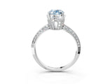 Platinum Fancy Blue Oval Cut Solitaire Split Shank Pave Diamond Engagement Ring with Four-Prong Setting_9