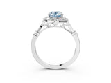 Platinum Fancy Blue Oval  Halo Diamond Engagement Ring with Twisted Band and Four-Prong Setting 4