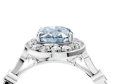 Platinum Fancy Blue Oval  Halo Diamond Engagement Ring with Twisted Band and Four-Prong Setting 5