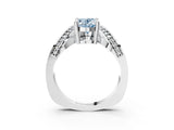 Platinum Fancy Blue Oval  Solitaire Diamond Engagement Ring with Pave Band and Four-Prong Setting 4