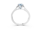 Platinum Fancy Blue Oval  Solitaire Diamond Ring with Four-Prong Setting and Tapered Band 4
