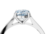 Platinum Fancy Blue Oval  Solitaire Diamond Ring with Four-Prong Setting and Tapered Band 5