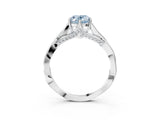 Platinum Fancy Blue Oval  Solitaire Twist Band Six-Prong Setting 3