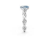 Platinum Fancy Blue Oval  Solitaire Twist Band with Leaf Prong Setting 3