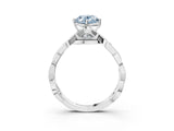 Platinum Fancy Blue Oval  Solitaire Twist Band with Leaf Prong Setting 4