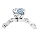 Platinum Fancy Blue Oval  Solitaire Twisted Band with Prong Setting 5