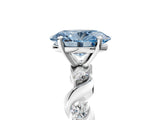 Platinum Fancy Blue Oval  Solitaire Twisted Band with Prong Setting