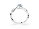 Platinum Fancy Blue Oval  Solitaire Twisted Pave Diamond Ring with Four-Prong Setting_3