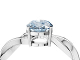Platinum Fancy Blue Oval  Solitaire Twisted Pave Diamond Ring with Four-Prong Setting_4