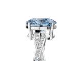 Platinum Fancy Blue Oval  Solitaire Twisted Pave Diamond Ring with Four-Prong Setting_5