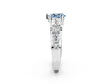Platinum Fancy Blue Pear  Brilliant Solitaire with Side Stones on a Pave Band and Four-Prong Setting_14
