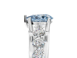 Platinum Fancy Blue Pear  Brilliant Solitaire with Side Stones on a Pave Band and Four-Prong Setting_17