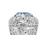 Platinum Fancy Blue Pear Cut Brilliant Halo Pave Diamond Milgrain Ring_11