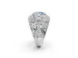 Platinum Fancy Blue Pear Cut Brilliant Halo Pave Diamond Milgrain Ring_8