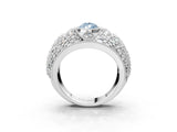 Platinum Fancy Blue Pear Cut Brilliant Halo Pave Diamond Milgrain Ring_9