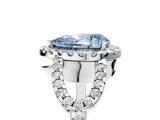 Platinum Fancy Blue Pear Cut Cut Diamond Halo Engagement Ring with Open Split Pavé Band_11