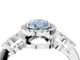 Platinum Fancy Blue Pear Cut Cut Halo Diamond Infinity Band with Four-Prong Setting_16
