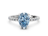 Platinum Fancy Blue Pear Cut Diamond Brilliant Solitaire Ring with Pavé Band and Four-Prong Setting_36