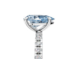 Platinum Fancy Blue Pear Cut Diamond Brilliant Solitaire Ring with Pavé Band and Four-Prong Setting_41