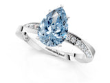 Platinum Fancy Blue Pear Cut Diamond Engagement Ring with Side Stone Accents and Four-Prong Setting_1