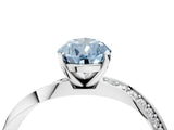 Platinum Fancy Blue Pear Cut Diamond Engagement Ring with Side Stone Accents and Four-Prong Setting_4