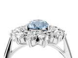 Platinum Fancy Blue Pear Cut Diamond Floral Double Halo Engagement Ring with Prong Setting_58