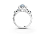 Platinum Fancy Blue Pear  Cut Diamond Floral Halo Engagement Ring with Shared Prong Setting 3